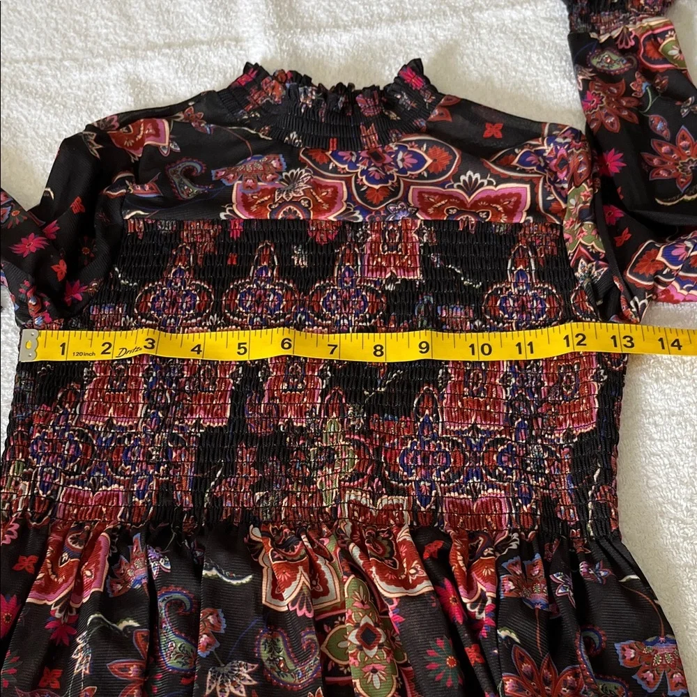 Chelsea & Violet Black Floral Smocked Peplum Blouse